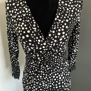 Vintage Cable & Gauge Gray and White Polka Dot Top